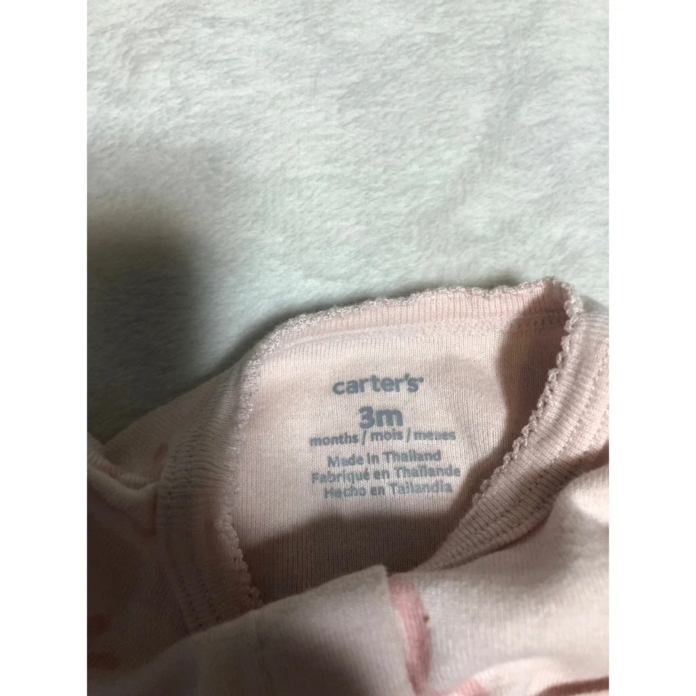 5/$25 Carter's Sleepsuit Baby Girl 3m Pink Sheep Print Snap Front Mitten Cuffs
